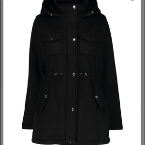 Black Fleece Hooded Anorak Coat Plus Size 2XL